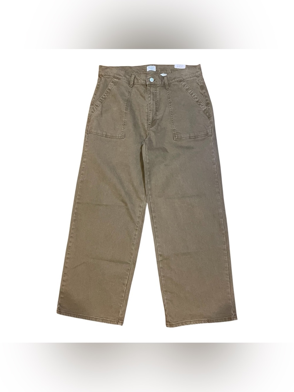 Time & Tru Wide Leg Utility Jeans High Rise Women’s Size 16 Olive Green NWT